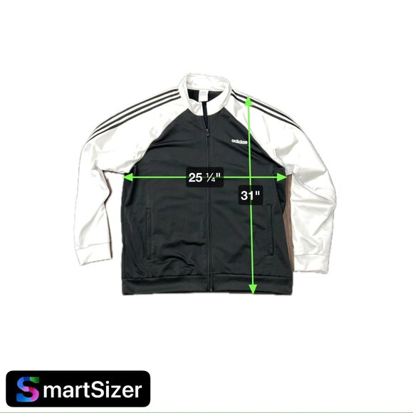 Adidas Mens Black White Full Zip Track Jacket Logo Sz 2XL - Picture 6 of 8